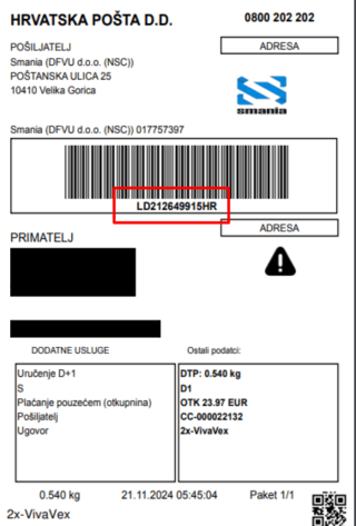 Hrvaška - Label example