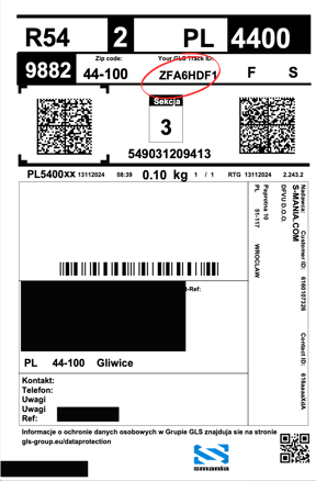 Poljska label example